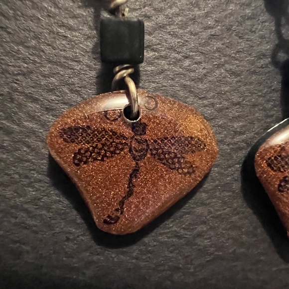 Dragonfly print earrings, Catherine Joan Petersen, new w/o tags, Christmas gift - Picture 3 of 6